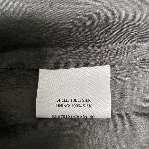 Eileen Fisher Gray Silk Chiffon Pleated Lined Sleeveless Beaded Dress MEDIUM - Picture 13 of 15